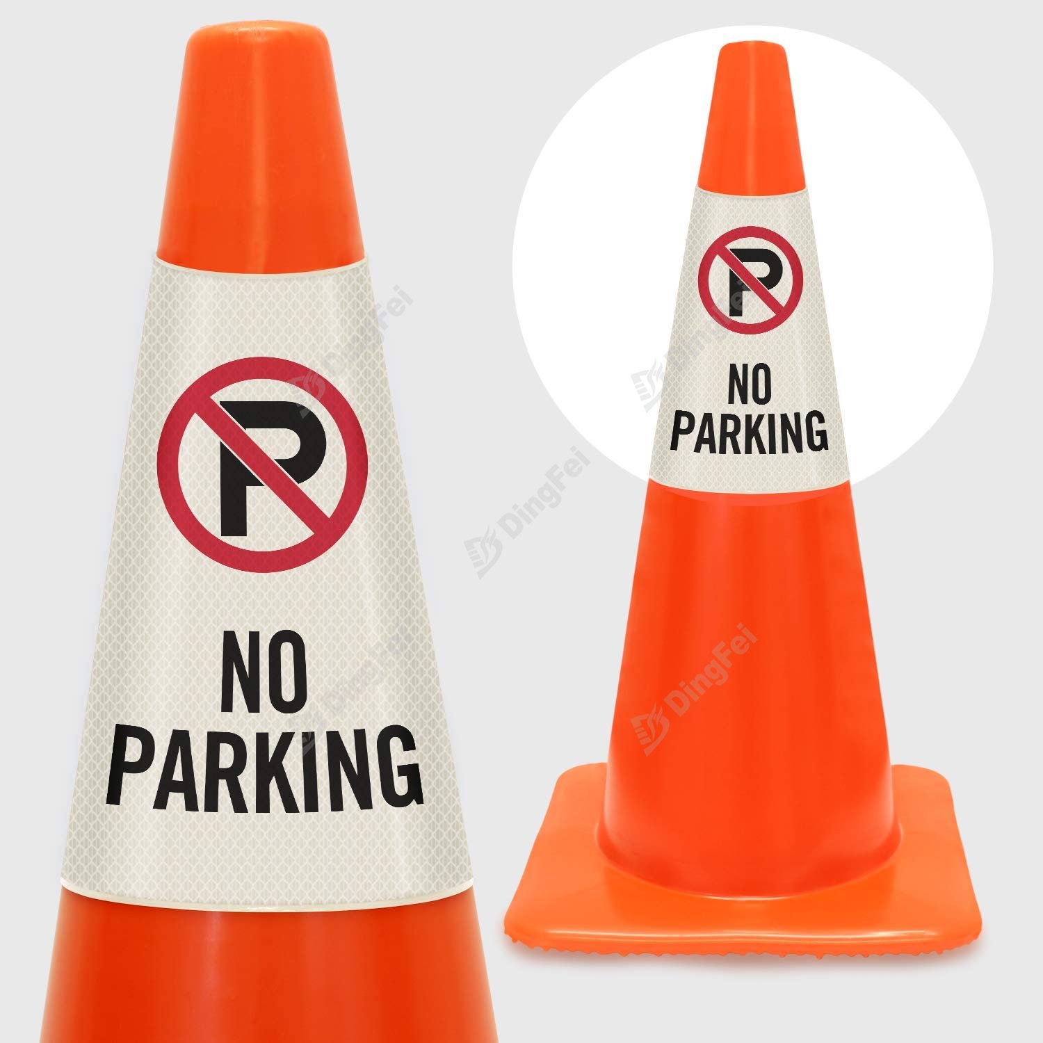 No Parking Reflective Traffic Cone Sleeve - 